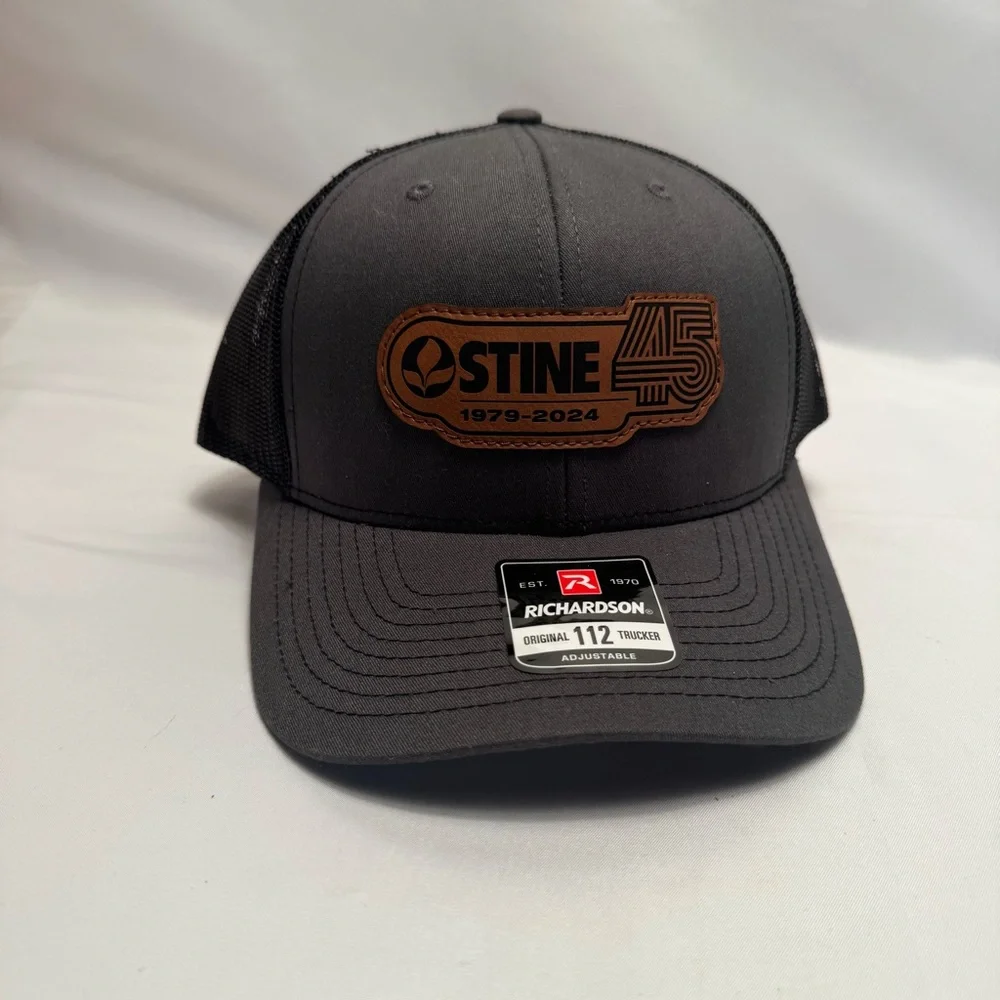 Stine‎ 45 Richardson Trucker Hat Gray Black  Leather Patch Mesh Back Cap New